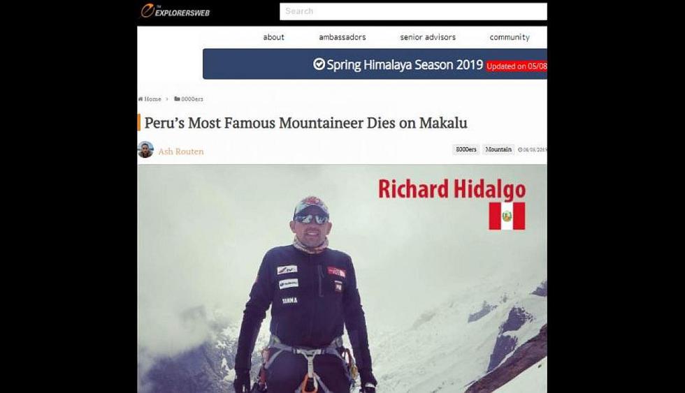 Richard Hidalgo: así informa la prensa internacional sobre la muerte del montañista peruano (FOTOS)