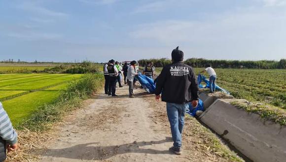 Cuerpo fue encontrado en un canal de regadío en medio de chacras de Camana. (Foto: Difusión)