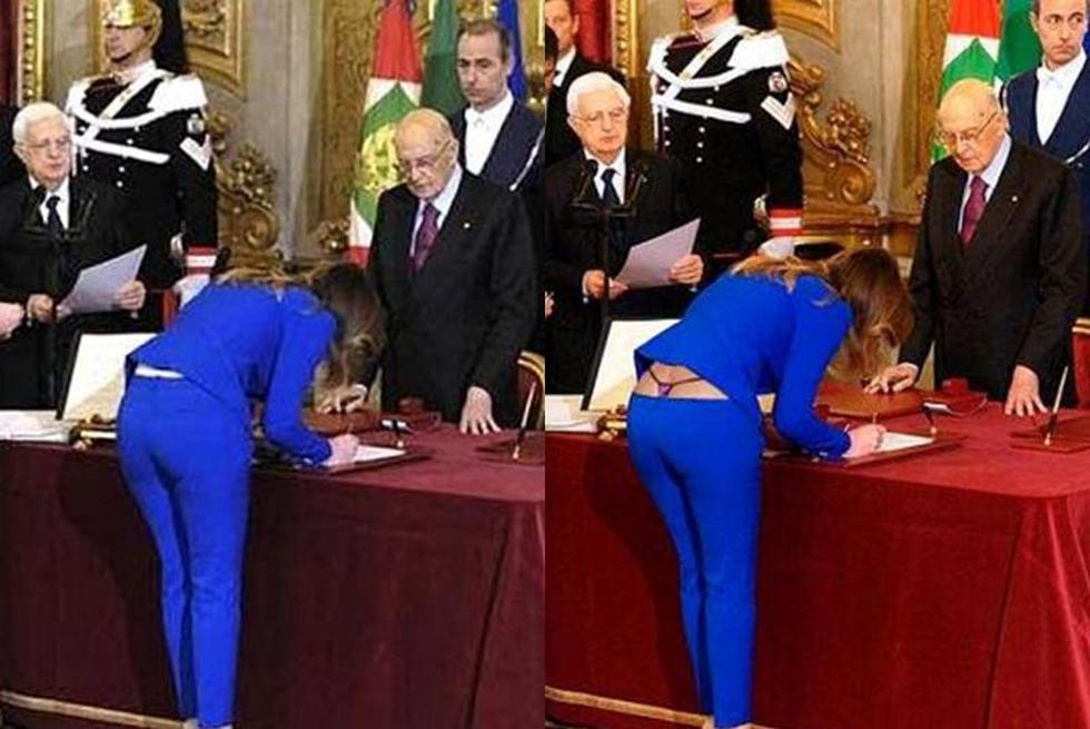 Italia: ¿Ministra mostró hilo por casualidad?