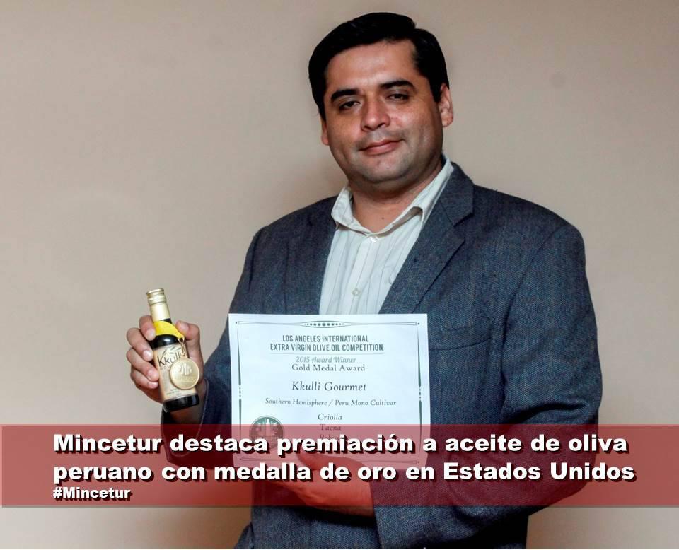 Tacneño obtiene medalla de oro con el mejor aceite de olivo