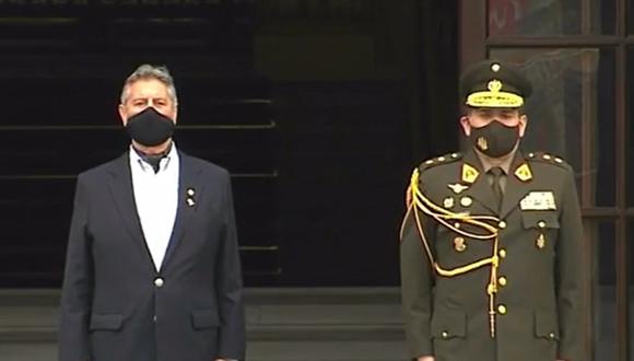 El presidente Francisco Sagasti encabezó la última ceremonia del cambio de guardia. (Foto: Captura TV Perú)