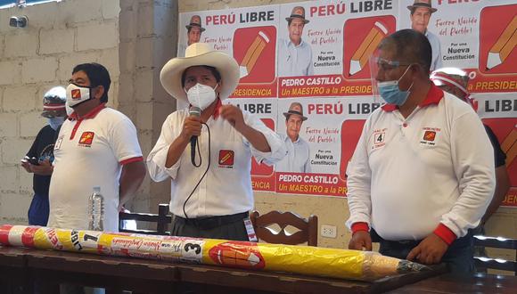 El candidato presidencial de Perú Libre, Pedro Castillo Terrones, anunció desde Tacna que deportará a los extranjeros que cometan actos delictivos en el Perú. (Foto: Jorge Herrera)
