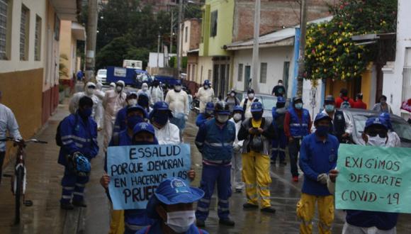 Huánuco: Trabajadores de limpieza exigen se les haga pruebas de COVID-19. (foto difusión)