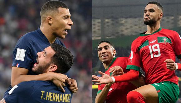 Francia vs. Marruecos se enfrentarán por la semifinal de Mundial Qatar 2022. (Foto: Composición).
