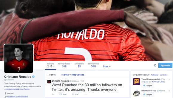 30 millones siguen en Twitter a Cristiano Ronaldo