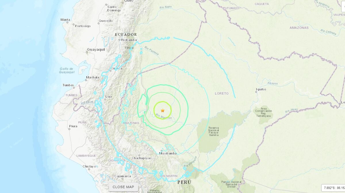 Sismo de magnitud 4.0 sacudió Amazonas a pocas horas de Navidad. (USGS).