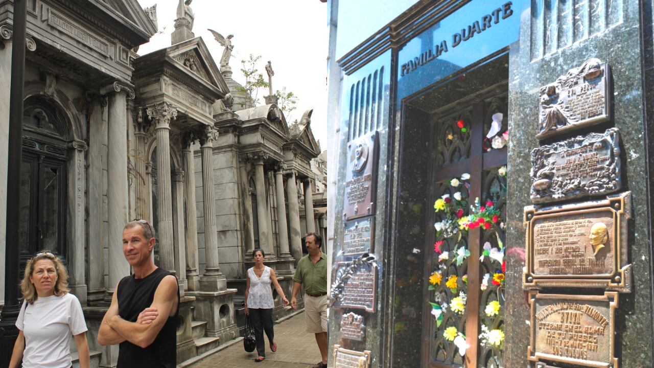Cementerio La Recoleta y el mausoleo de Evita Perón.