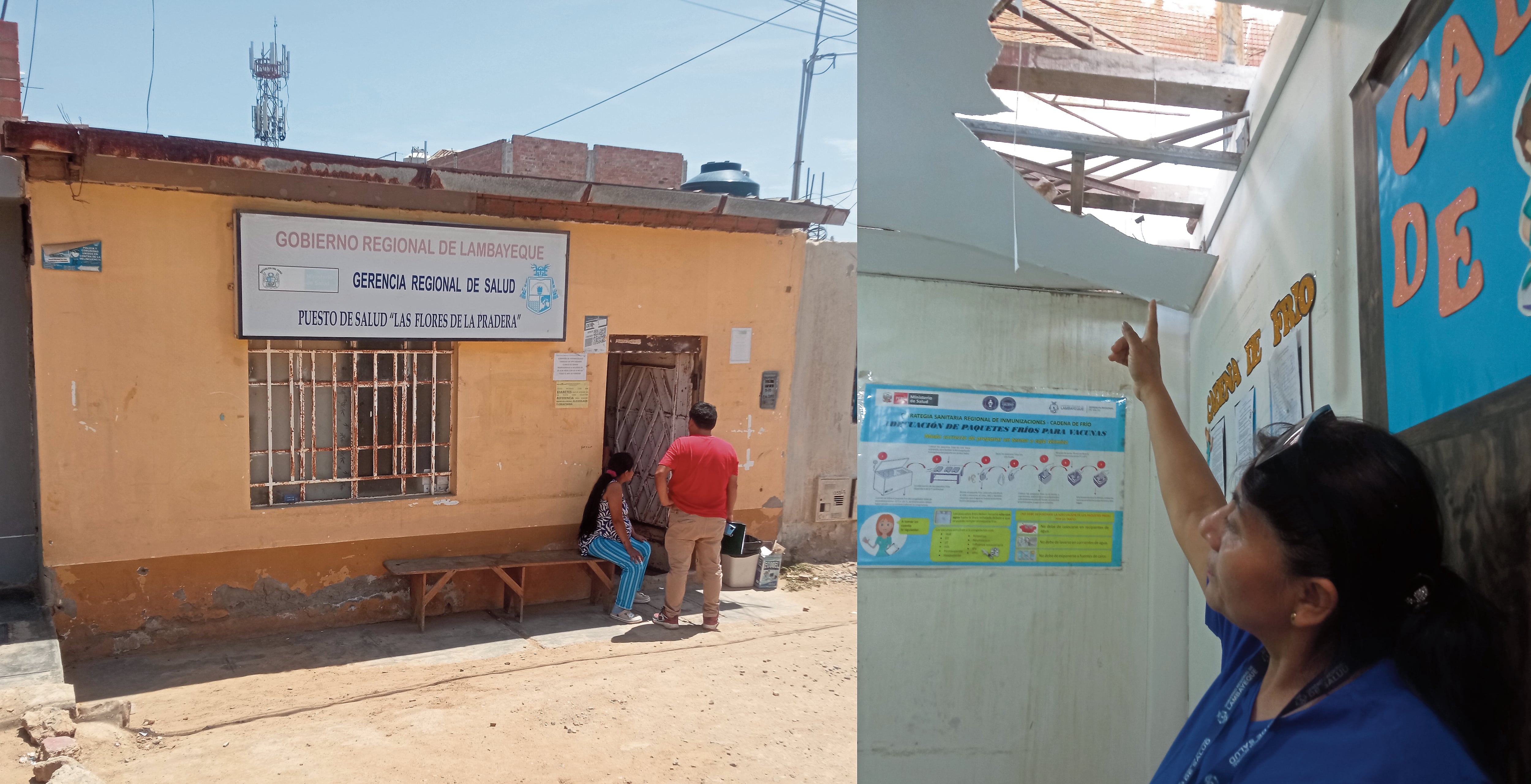 Parte del techo de cielo raso se desplomó en áreas más importantes de la posta.