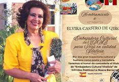 Poetisa piurana Elvira Castro de Quiroz es embajadora cultural del Perú