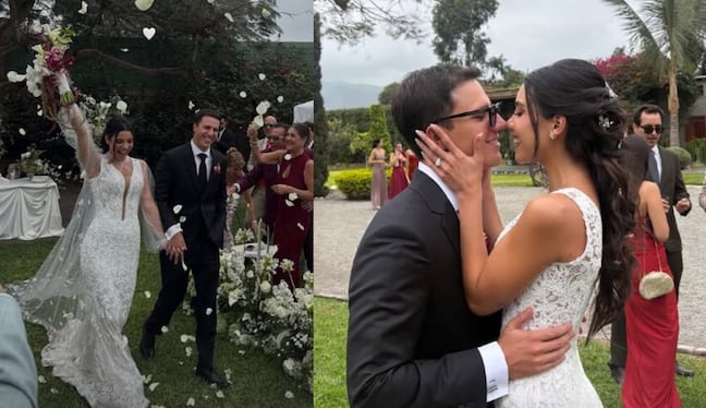 La influencer peruana estuvo acompañada por su padre durante su ingreso a la ceremonia, mientras su esposo llegó junto a su madre. (Redes sociales)
