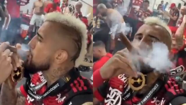 Arturo Vidal campeón de la Libertadores: el jugador fumó puro en medio de las celebraciones con Flamengo