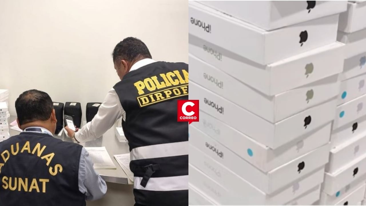 Aeropuerto Jorge Chávez: detienen a pasajera por intentar ingresar más de 100 celulares sin declarar. Composición: Diario Correo.