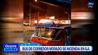 Bus del Corredor Morado se incendia en San Juan de Lurigancho y provoca desvíos