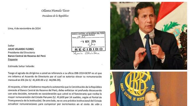 Humala llama la atención a presidente del BCR por su aumento salarial