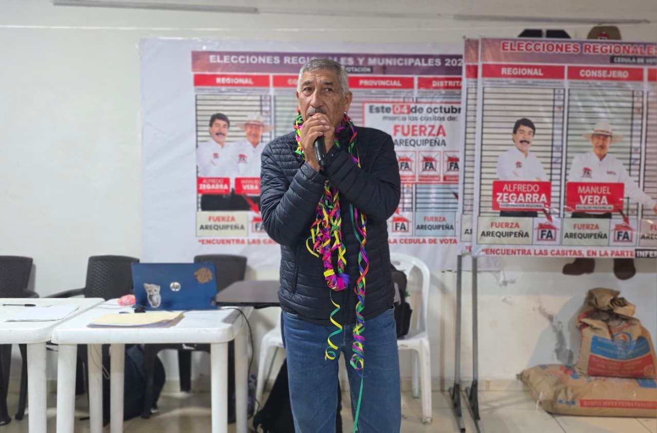 Manuel Vera Paredes tras boca de urna de Datum que lo posicionan como el más votado para la provincia de Arequipa. (Foto: Omar Cruz/@photo.gec)