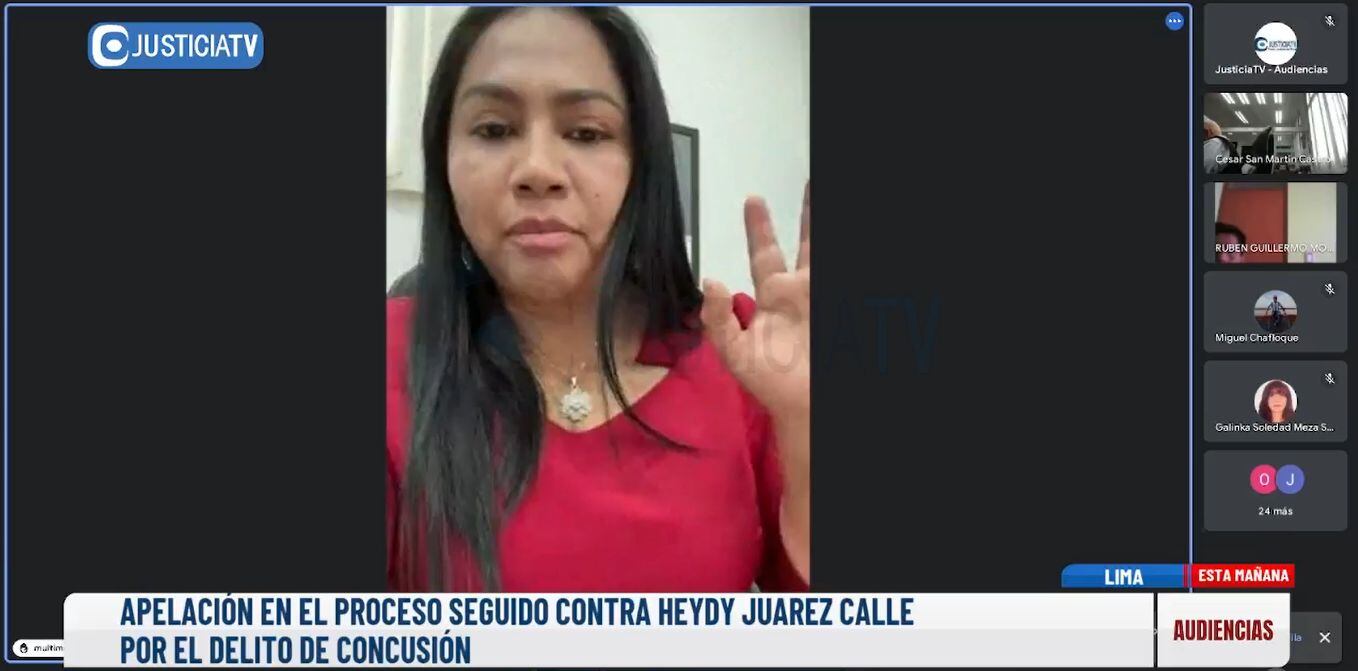 Congresista Heidy Juárez (Podemos). Su apelación fue desestimada. Suprema ratificó levantar su secreto bancario en noviembre. (Justicia TV)