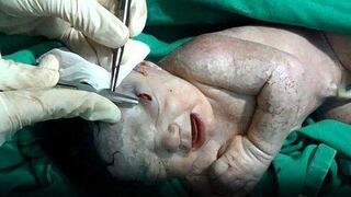 Nace en Siria una bebé con heridas de metralleta en la cabeza (VIDEO)