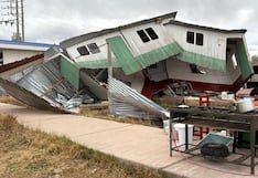 Puno: Fuertes vientos destruyen infraestructura prefabricada del colegio Santa Rosa en Juliaca
