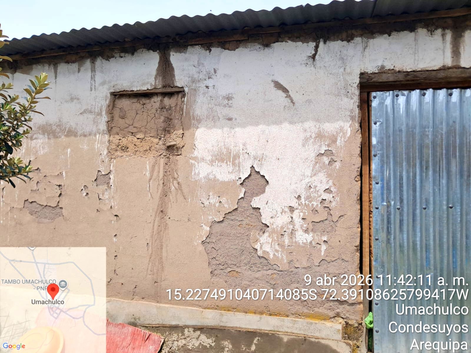 Viviendas afectadas en Condesuyos por lluvias en Arequipa. Foto: COER Arequipa.