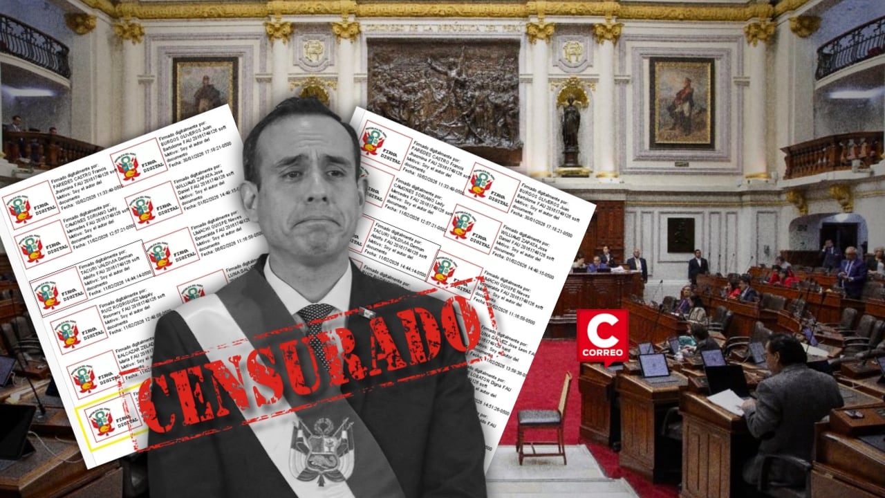 Luego de admitir las siete mociones de censura, el Pleno del Congreso votó y aprobó la salida del presidente José Jerí, marcando un nuevo punto de quiebre en la crisis política. (Composición Correo)
