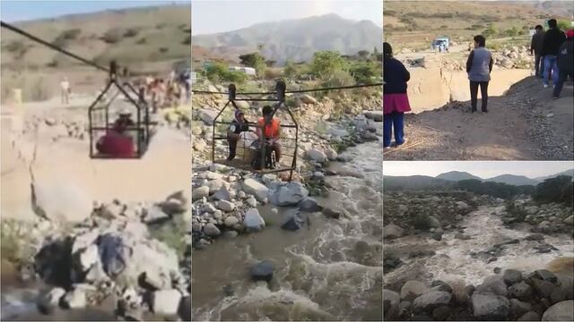 Pobladores arriesgan su vida al cruzar río usando una oroya (VIDEO) 