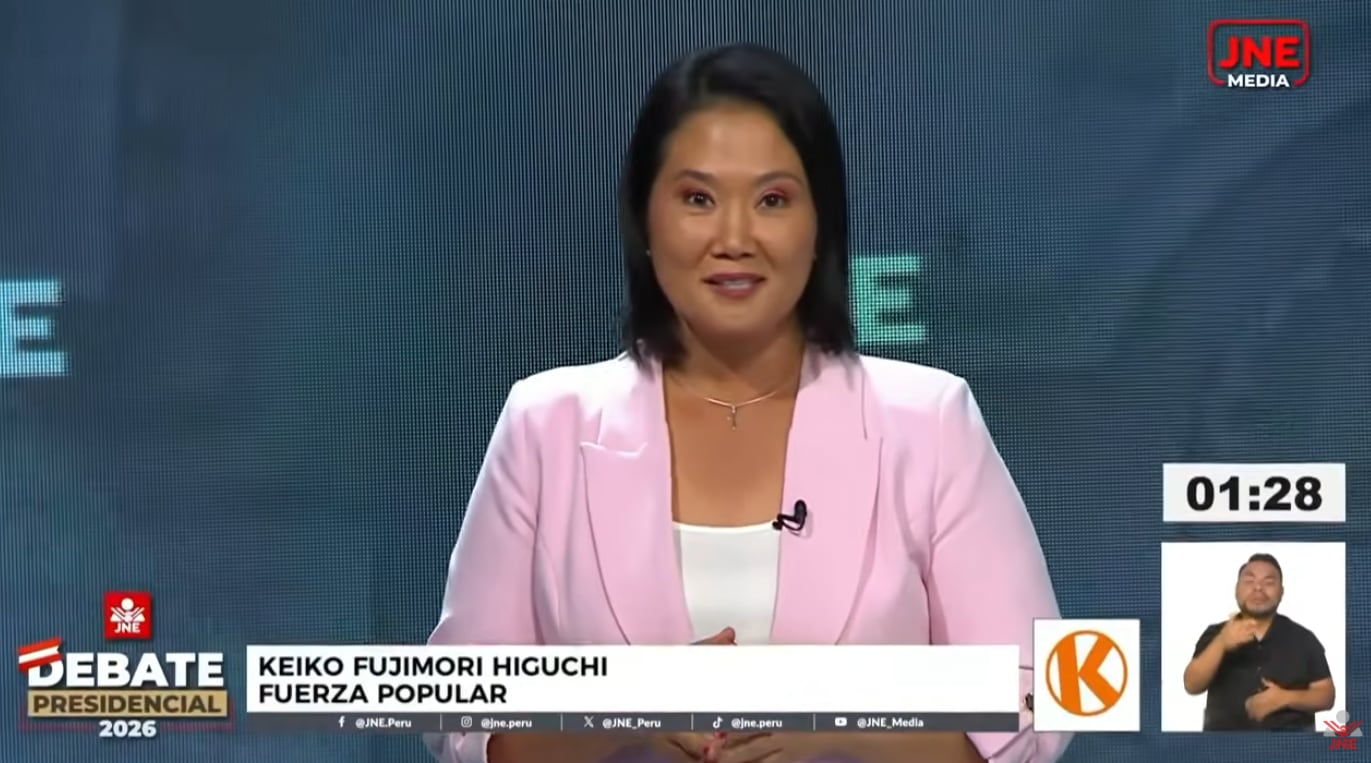 La candidata de Fuerza Popular respondió a una pregunta ciudadana sobre la permanencia del Perú en la Corte Interamericana durante el tercer día del debate presidencial. (Captura de imagen del JNE)