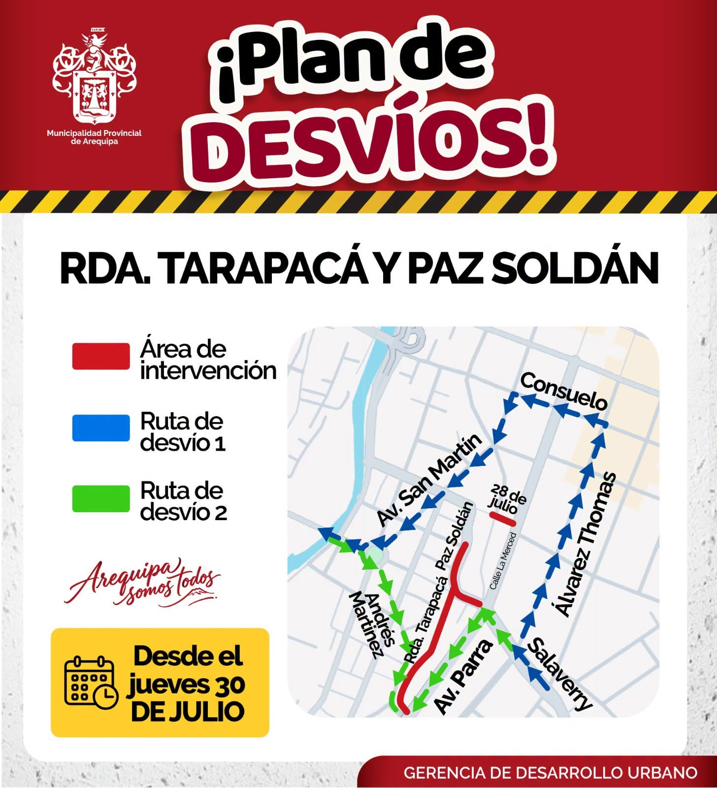 Plan de desvíos en sector Vallecito en Arequipa