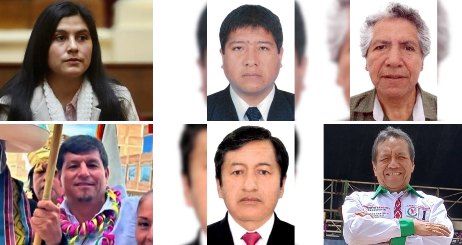 Cuestionados virtuales congresistas en las filas de Juntos por el Perú de Roberto Sánchez. Foto: Composición GEC.