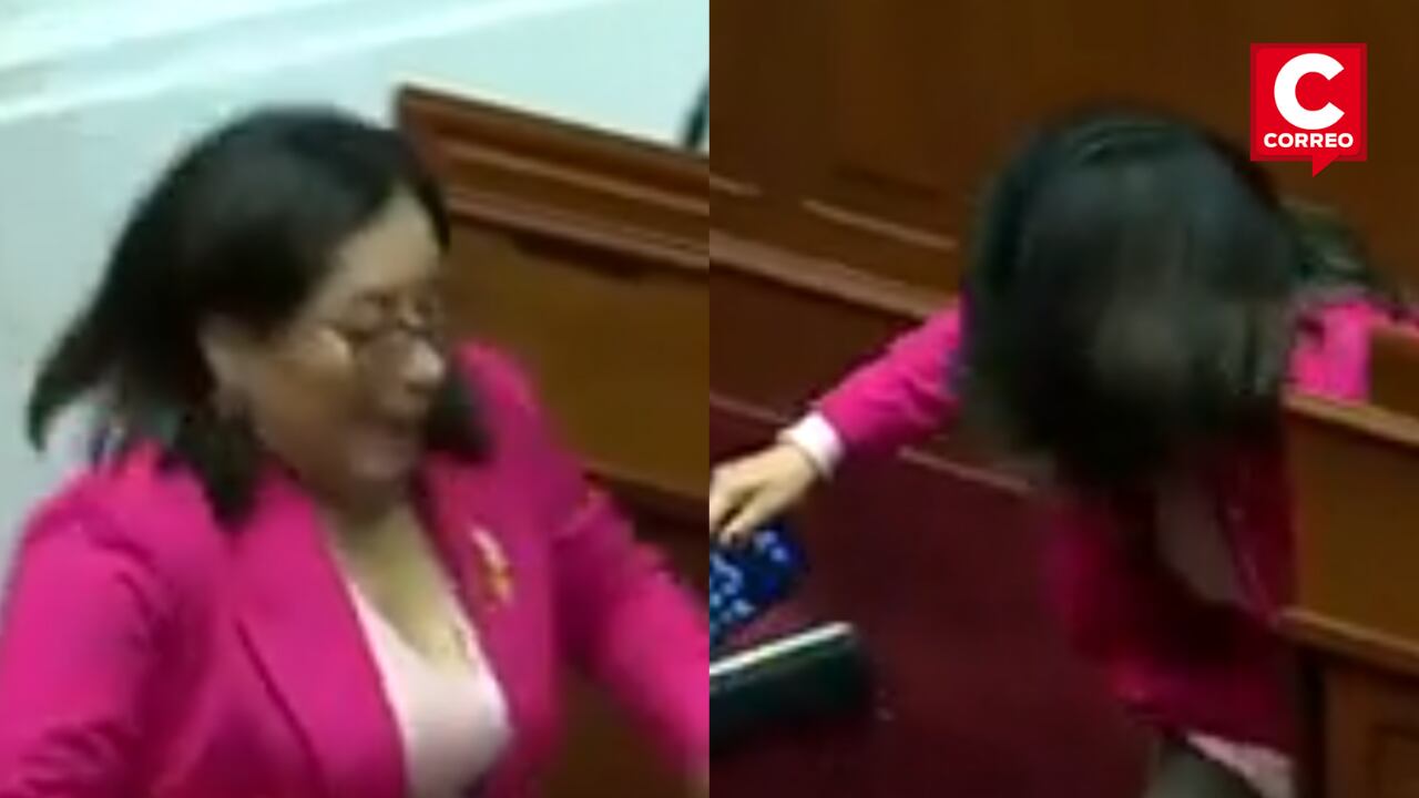 Las imágenes mostraron a Kelly Portalatino caminando hacia su escaño mientras revisaba su celular.