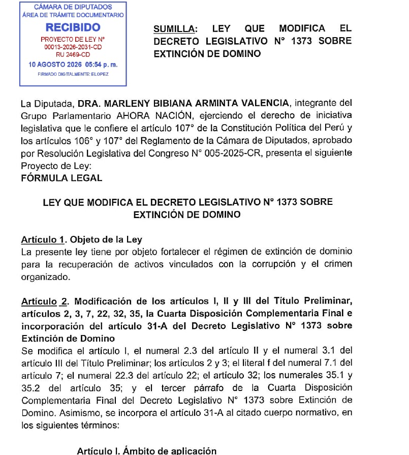 Proponen modificar la ley “procrimen” y restablecer la extinción de dominio