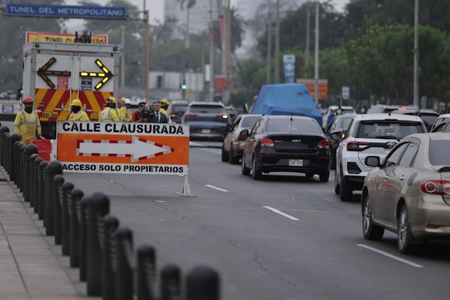 Así se ve el cierre del paso a desnivel de la Vía Expresa por obras de la Línea 2 del Metro (Fotos: Hugo Pérez/GEC)