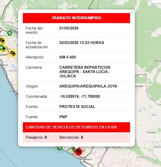 Según la Sutran, la Panamericana continúa bloqueada a causa de los manifestantes