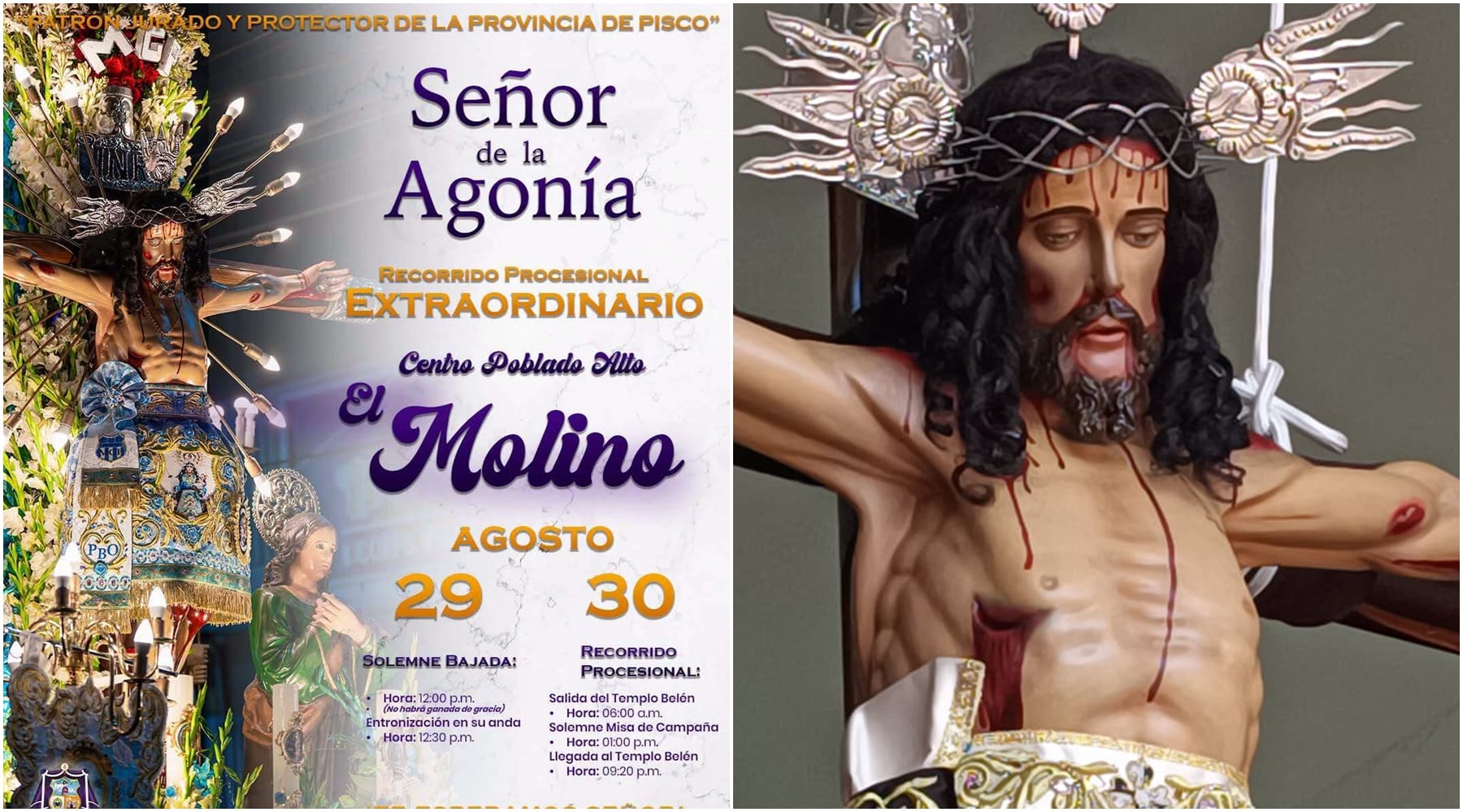 Pisco: El Señor de La Agonía llegará extraordinariamente al sector de Alto El Molino