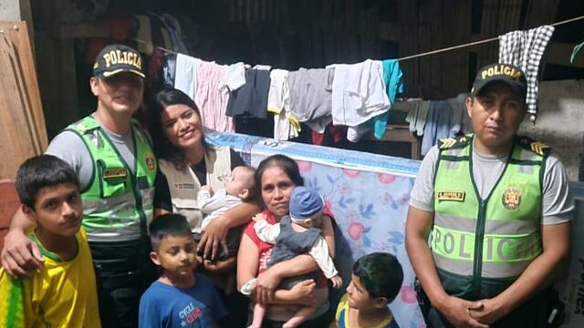 Policía llevan ayuda humanitaria a humilde madre de cinco hijos en Pumahuasi