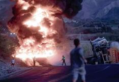 Palpa: volcadura de tráiler y derrame de combustible incendian la panamericana sur