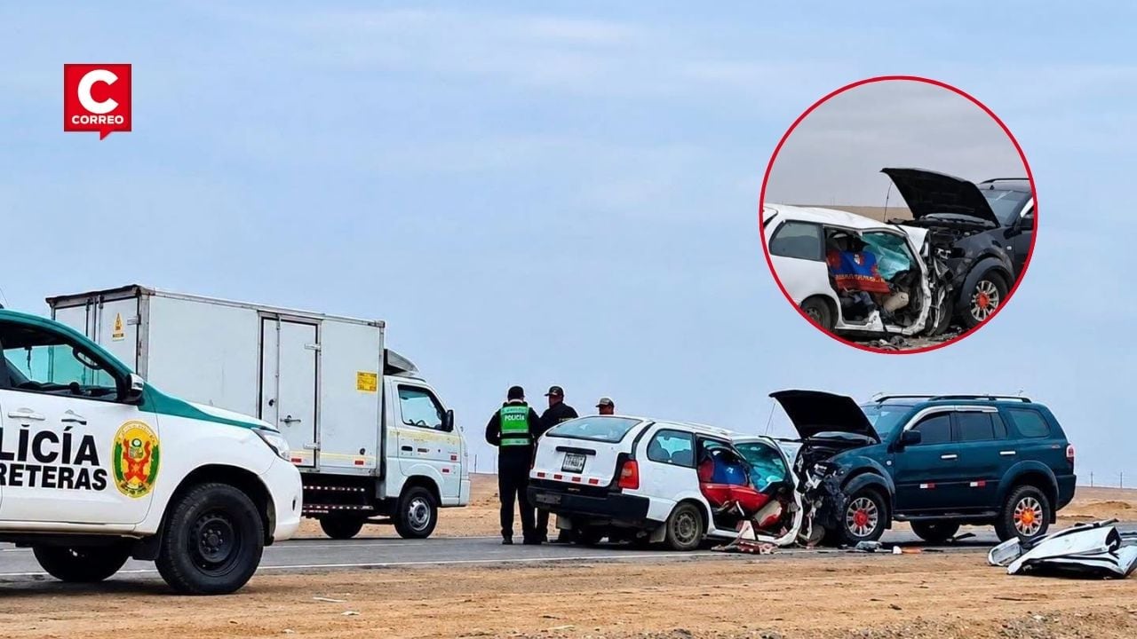 Ica: cinco personas fallecieron tras choque entre un auto y una camioneta en la Panamericana Sur. Composición: Diario Correo.