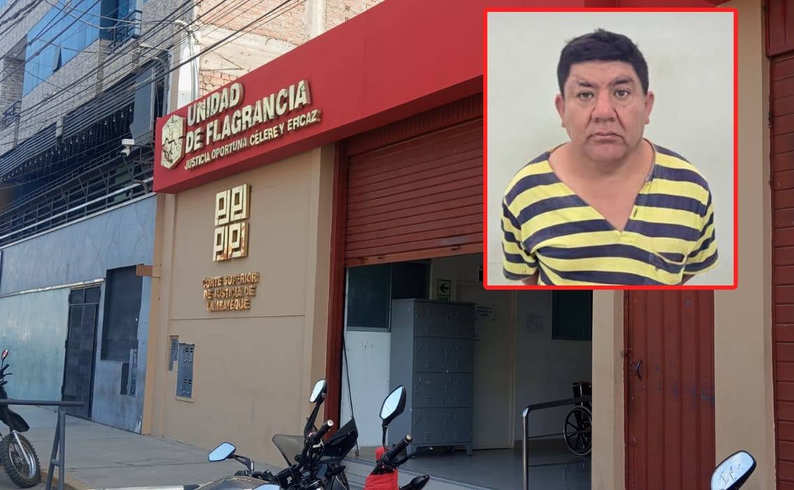 Acusado pasó de Unidad de Flagrancia al penal de Chiclayo.