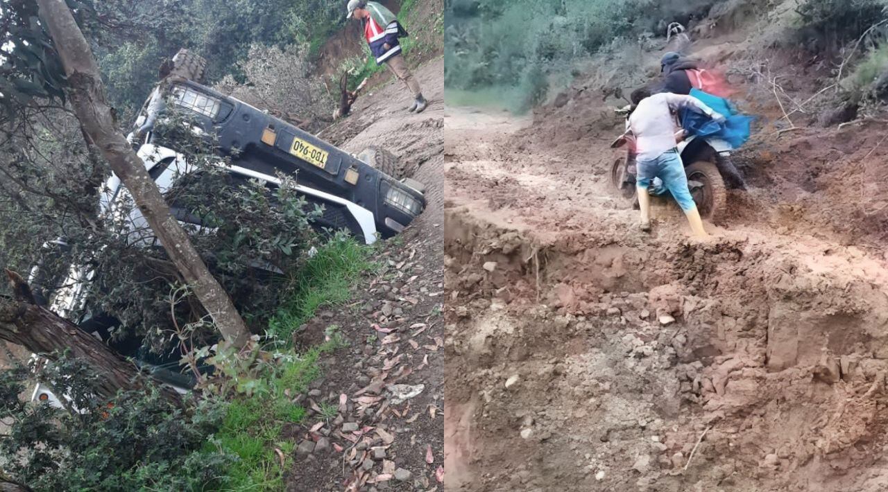 Diversas carreteras de la sierra de Piura están destruidas por las fuertes precipitaciones.