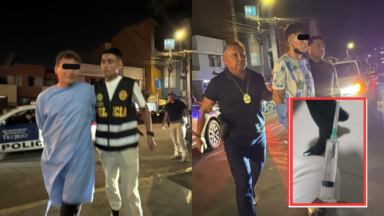 La Policía detuvo a dos personas en un área restringida. Además, les incautaron una jeringa. (Foto: PNP)