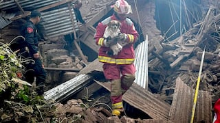 Rescatan a anciana de 82 años y a dos canes tras derrumbe de casona en el centro de Cusco (FOTOS)