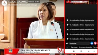 Eliminan comentarios críticos durante discurso de alcaldesa de Chiclayo en Facebook