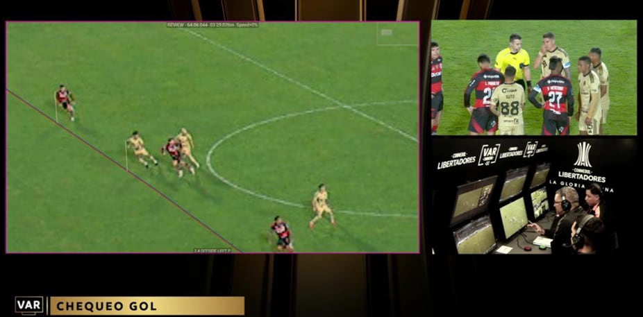 Gol anulado a Marlon Ruidías en el Cusco FC vs. Flamengo. (Foto: Captura)