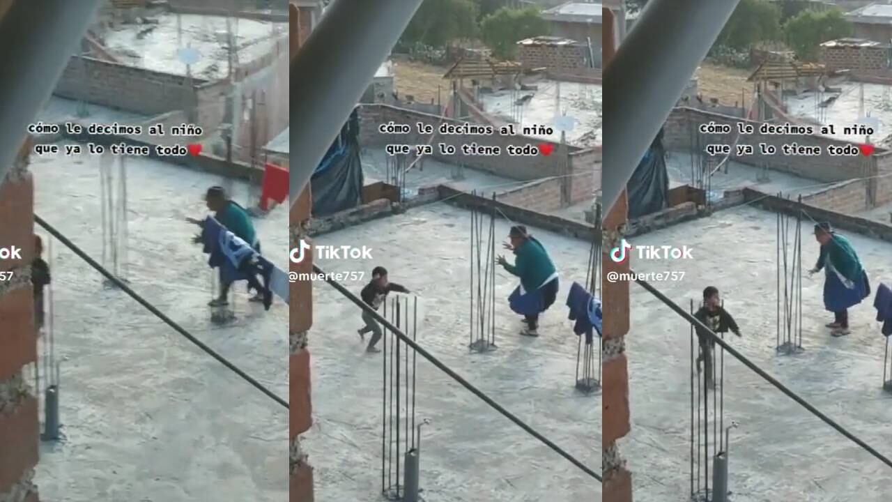 Niño y abuela juegan a las 'chapadas'. (Foto: composición EC)