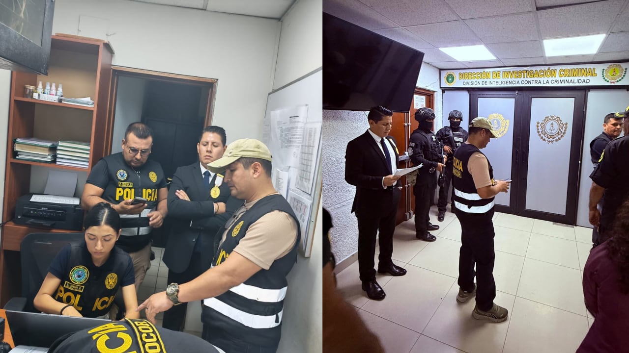 Las diligencias se realizaron en viviendas y dependencias policiales como la Dirincri y la Brecc. El lingote sustraído habría sido valorizado en S/ 1.2 millones. (Imágenes del Ministerio Público)