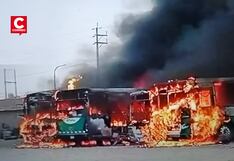Carabayllo: Se incendian cuatro buses de transporte público en cochera