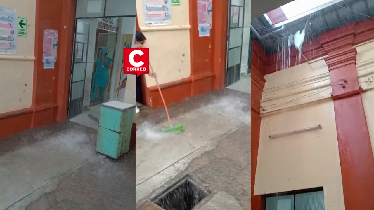 Trabajadores de salud realizaron labores de limpieza tras las precipitaciones registradas la mañana del miércoles 25 de febrero. (Imagen de la transmisión de Diario Correo Lambayeque | Facebook)