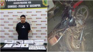 Pisco: cae en flagrancia alias “malvavisco” con arma de fuego, explosivos y drogas