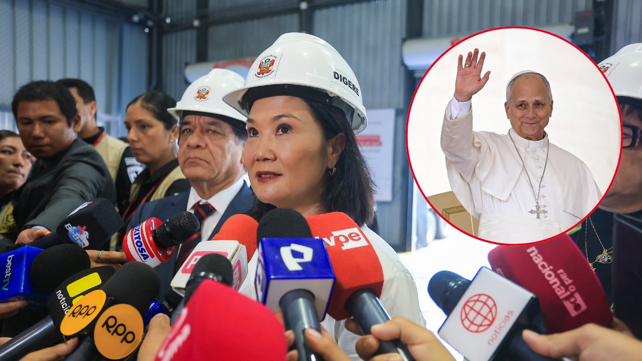 La presidenta expresó su solidaridad con el pontífice, quien fue operado de un adenocarcinoma pulmonar, y señaló que el Gobierno continuará con los preparativos de su llegada mientras espera información oficial del Vaticano. Foto: Keiko Fujimori (Presidencia de la República) | Composición Correo
