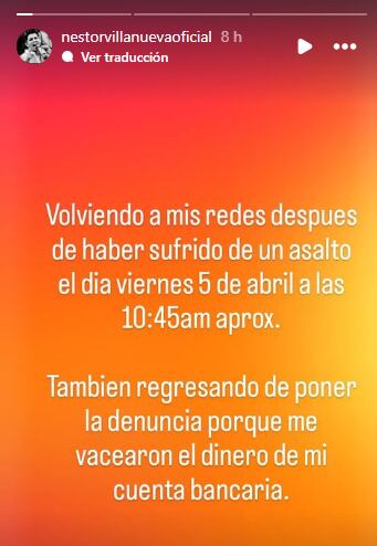 Néstor Villanueva sufre robo de su celular