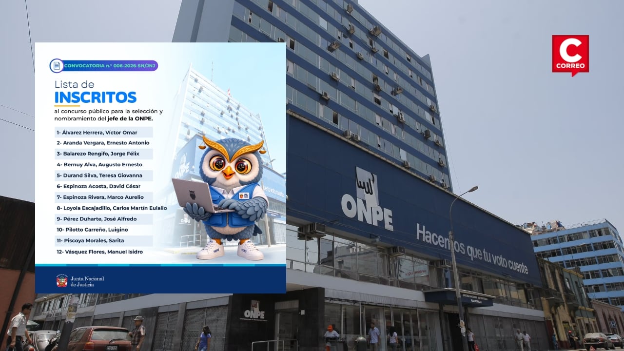 ONPE: 12 postulantes participan en nuevo concurso de la JNJ para elegir al jefe del organismo electoral. Composición: Diario Correo.